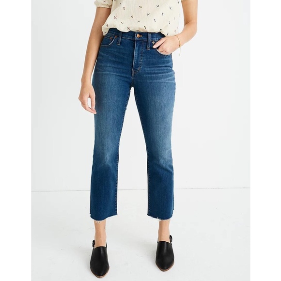 NWT Madewell Tall Cali Demi Boot Jeans Preston Wash Raw Hem Size 37 US 24 L4299 - Picture 1 of 16
